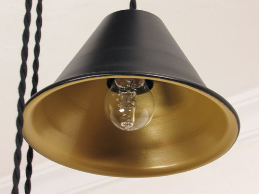 4 Lights Golden Cluster Chandelier - BLACK SHADE VERSION - DETAIL