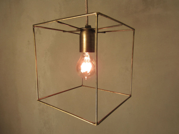 Minimal Modern Cubic Cage Pendant - ANTIQUE BRONZE VERSION