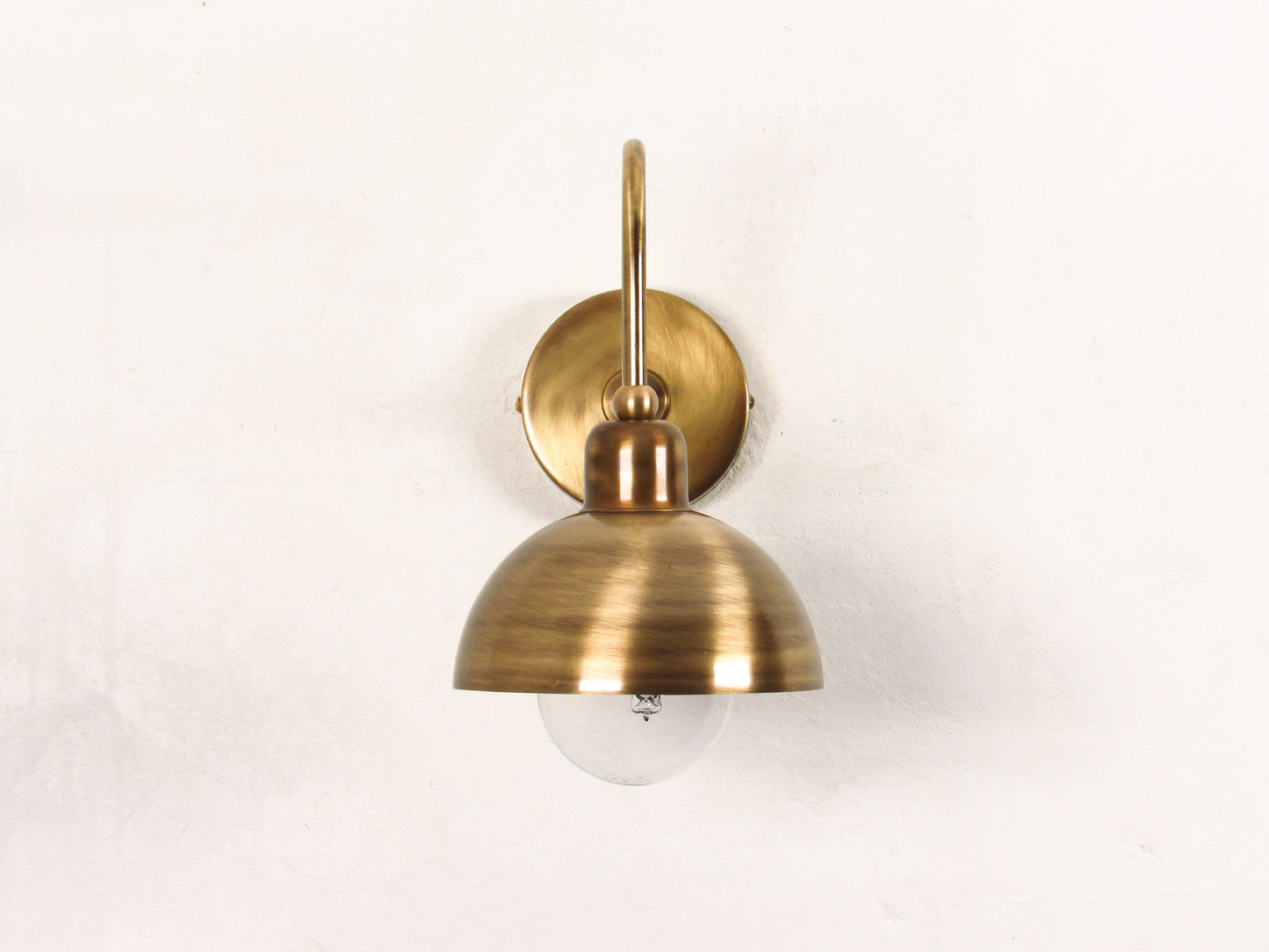 Gooseneck Brass Wall Sconce – Dome Shade