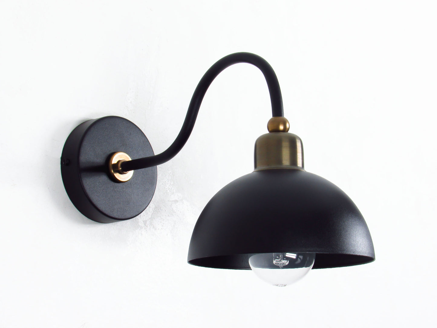 Gooseneck Brass Wall Sconce – Dome Shade