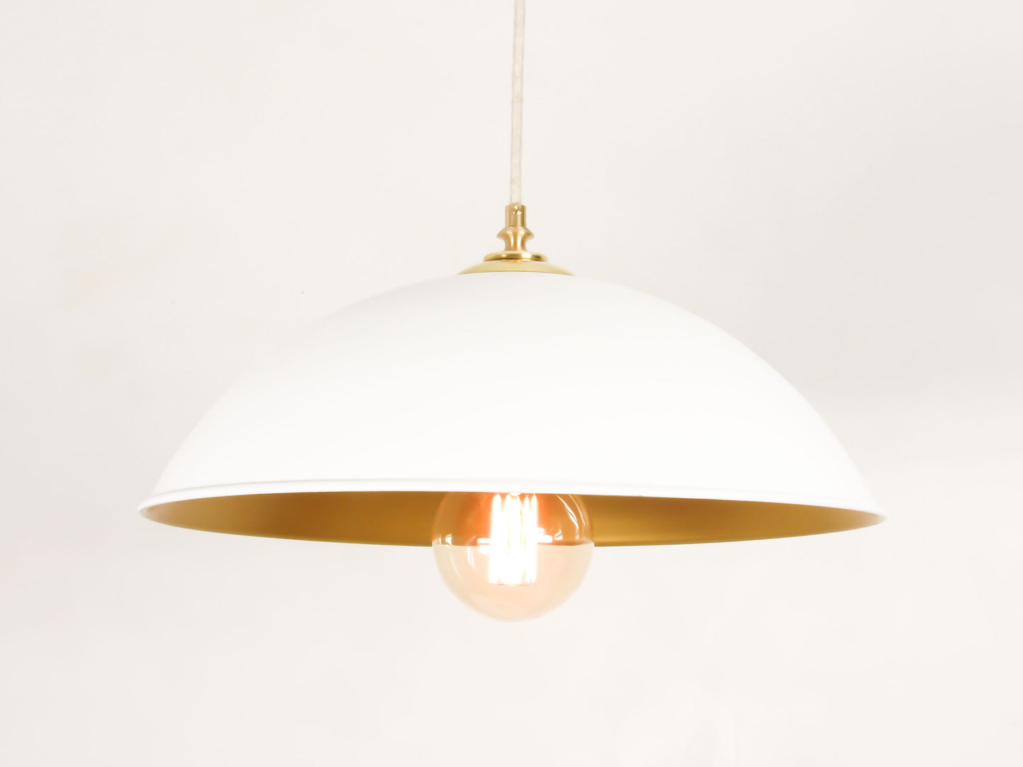 Big Dome Pendant Light with Brass Details - WHITE VERSION