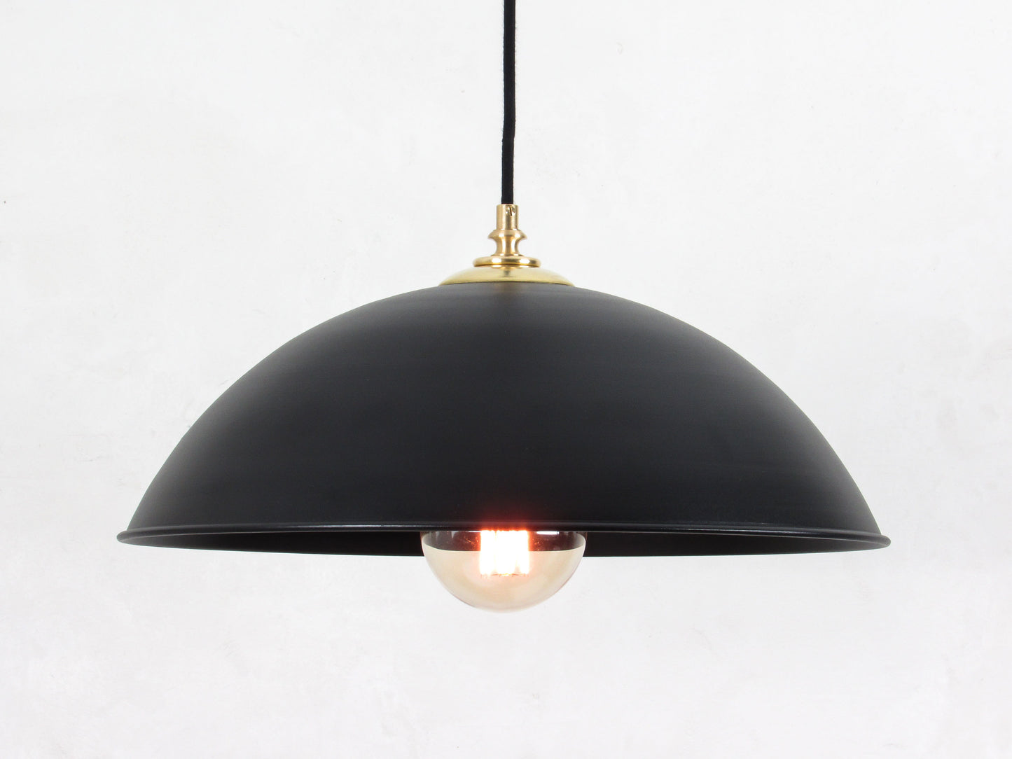 Big Dome Pendant Light with Brass Details - BLACK VERSION