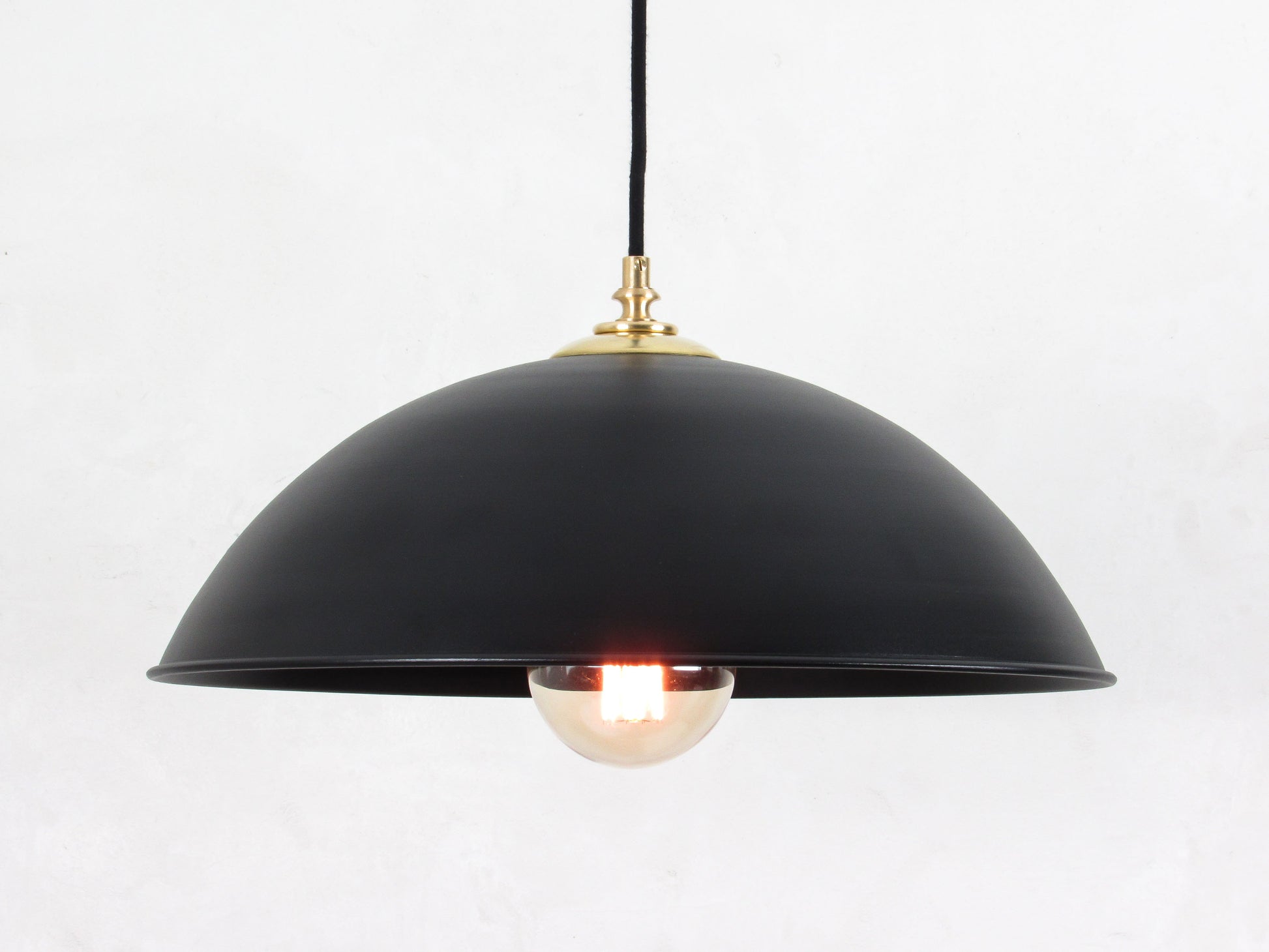 Big Dome Pendant Light with Brass Details - BLACK VERSION