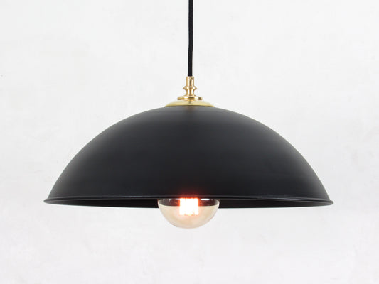 Big Dome Pendant Light with Brass Details - BLACK VERSION