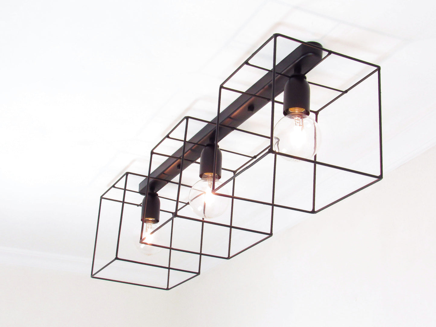 Cage Track Flush Mount – 3 Light Geometric