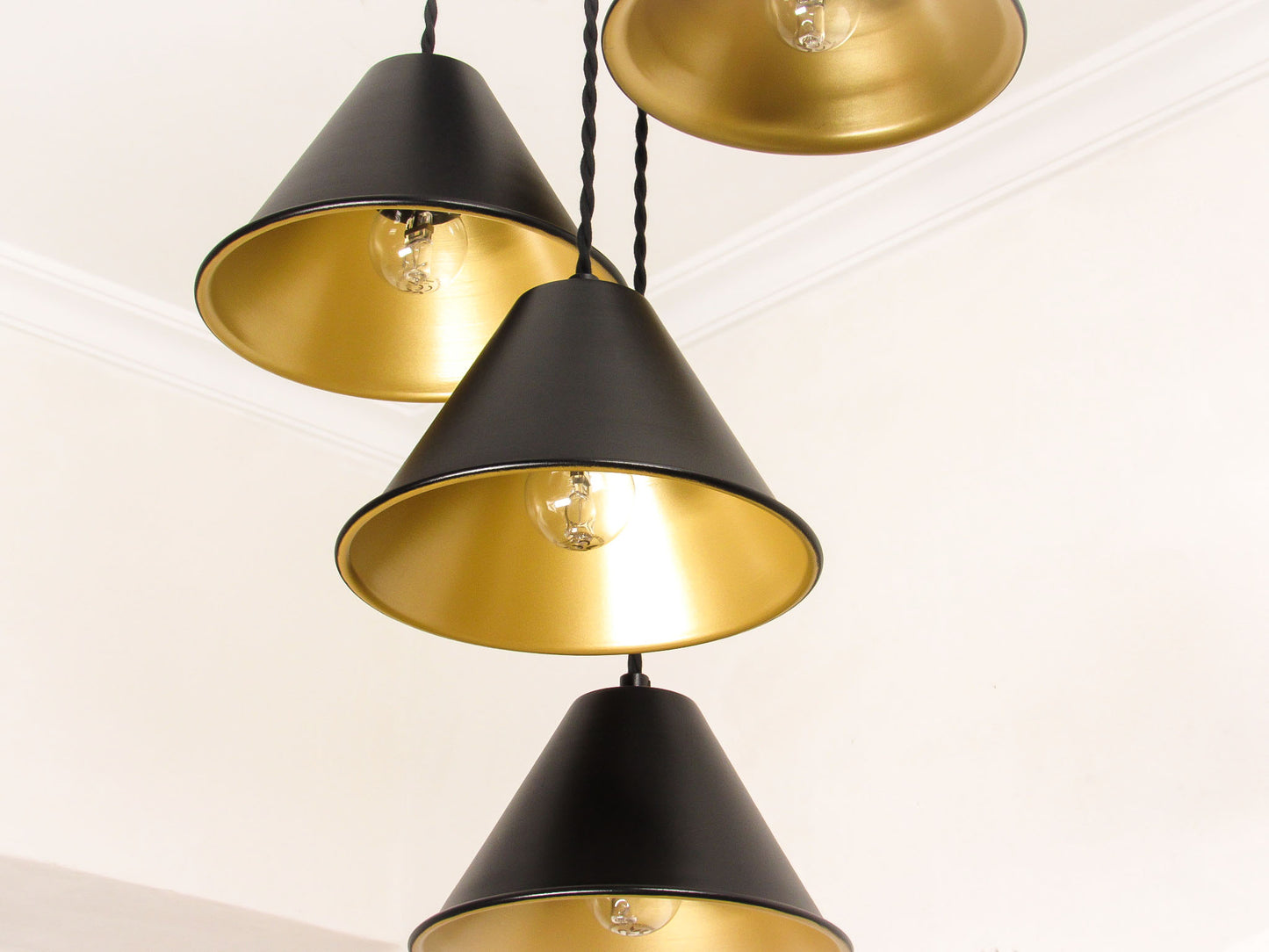 Factory Conical Pendant – 4 Light Cluster