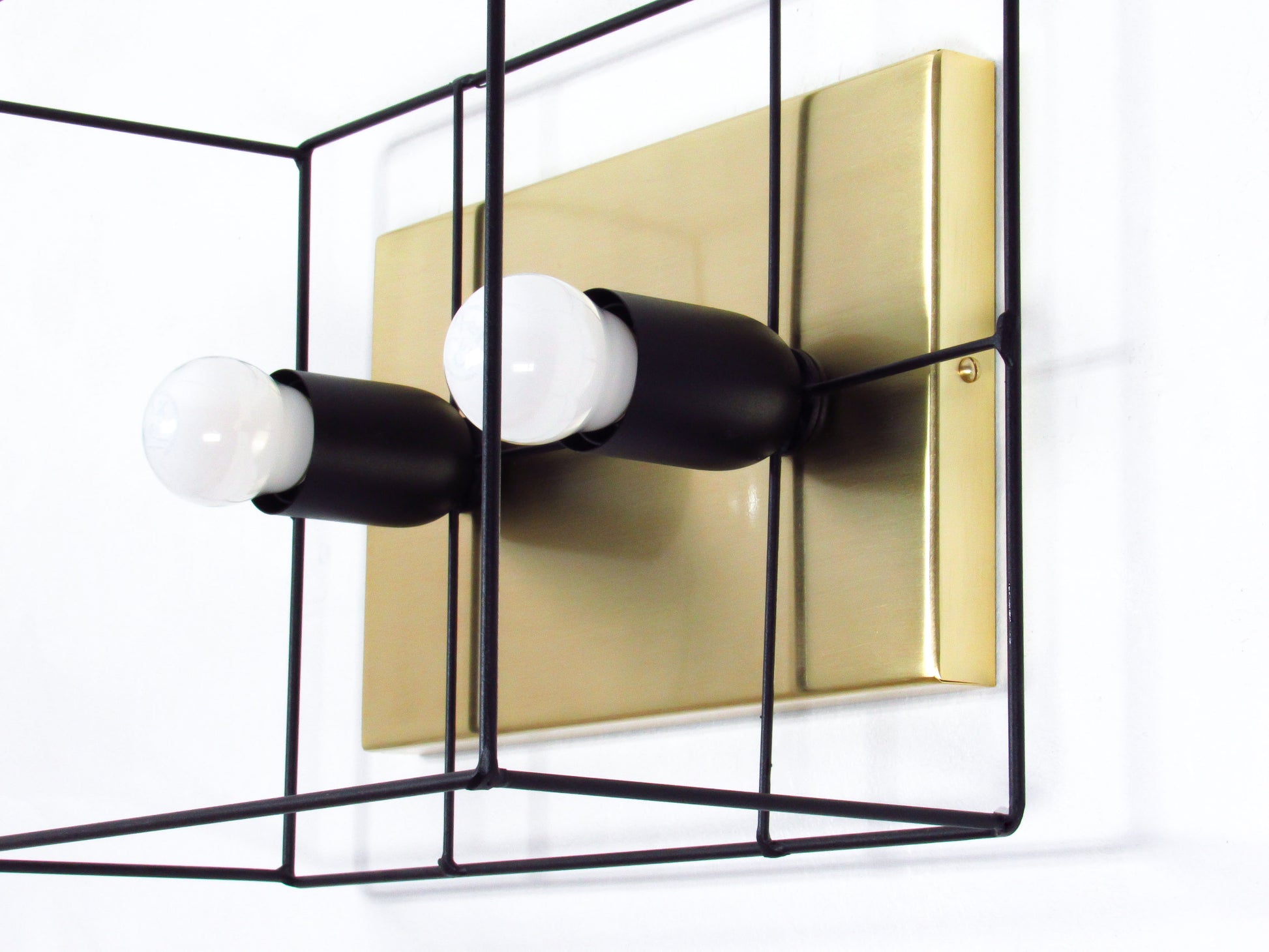 Modern Geometric Light with Golden Plate - BLACK VERSION - ON THE WALL