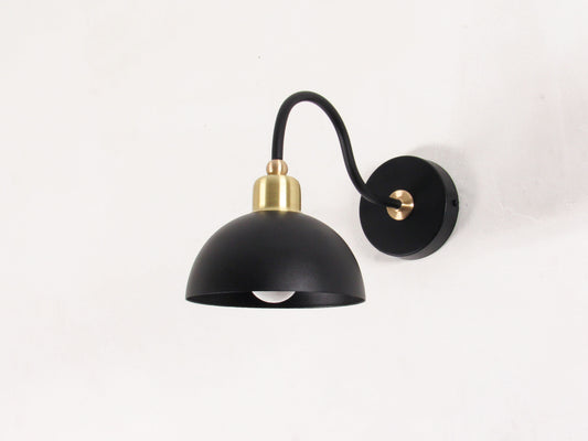 Modern wall-mounted dome light fixture with brass design - BLACK VERSION