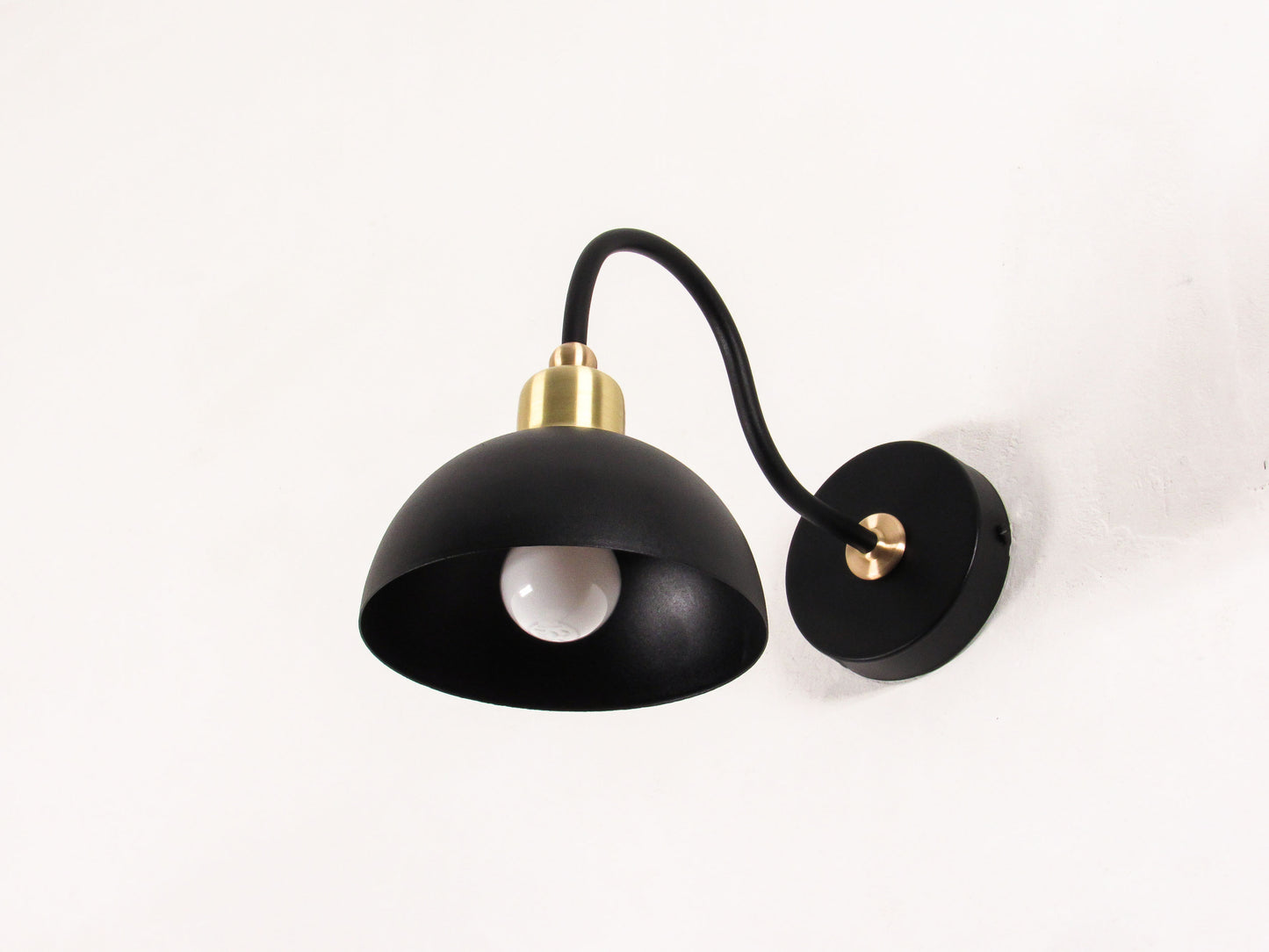 Gooseneck Brass Wall Sconce – Dome Shade