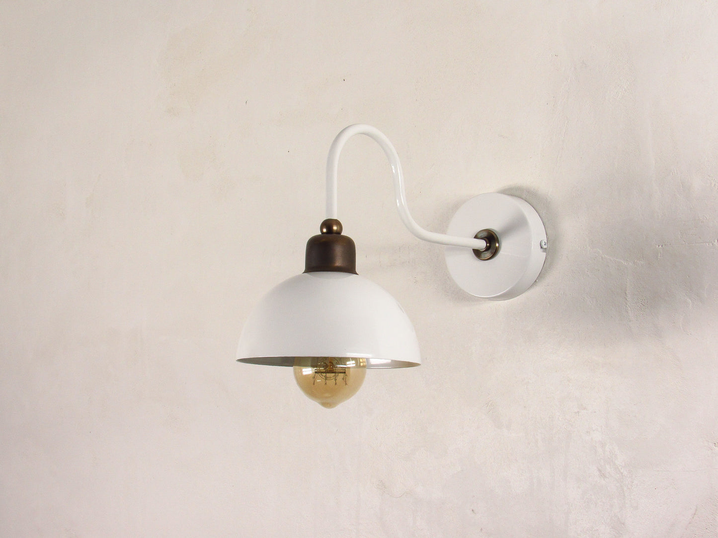 Modern wall-mounted dome light fixture with brass design - WHITE VERSION