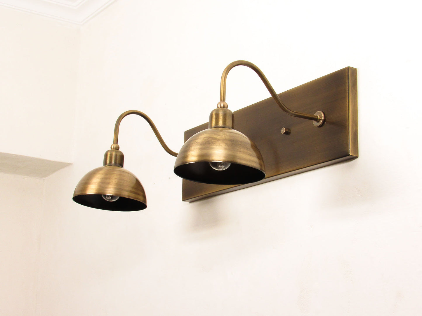 Industrial Dome Gooseneck Wall Sconce — Antique Shade Vanity Light