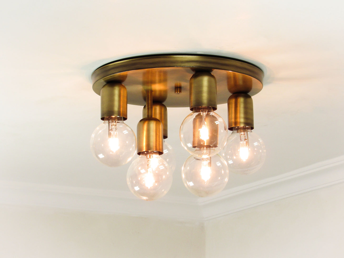 Sculptural Circular Ceiling Light — Minimal Globe Flush Mount