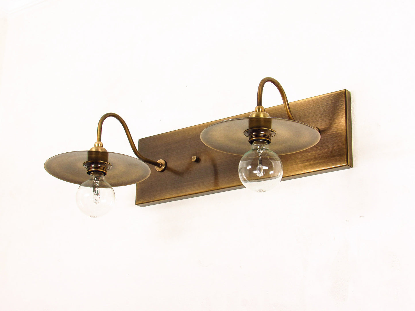 Industrial Gooseneck Wall Sconce — Antique Disc Shade Vanity Light