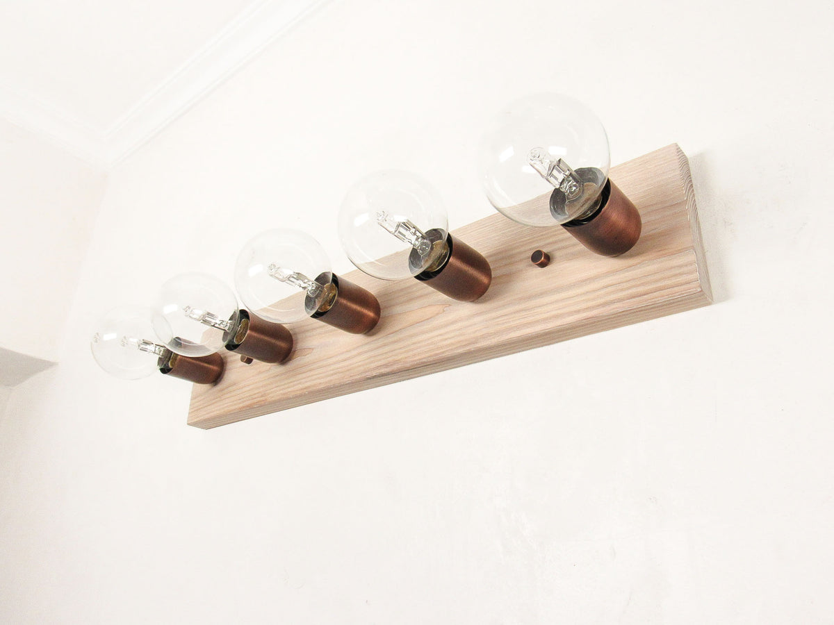 Hardwood Vanity Light Bar — Versatile Minimal Sconce, Medium