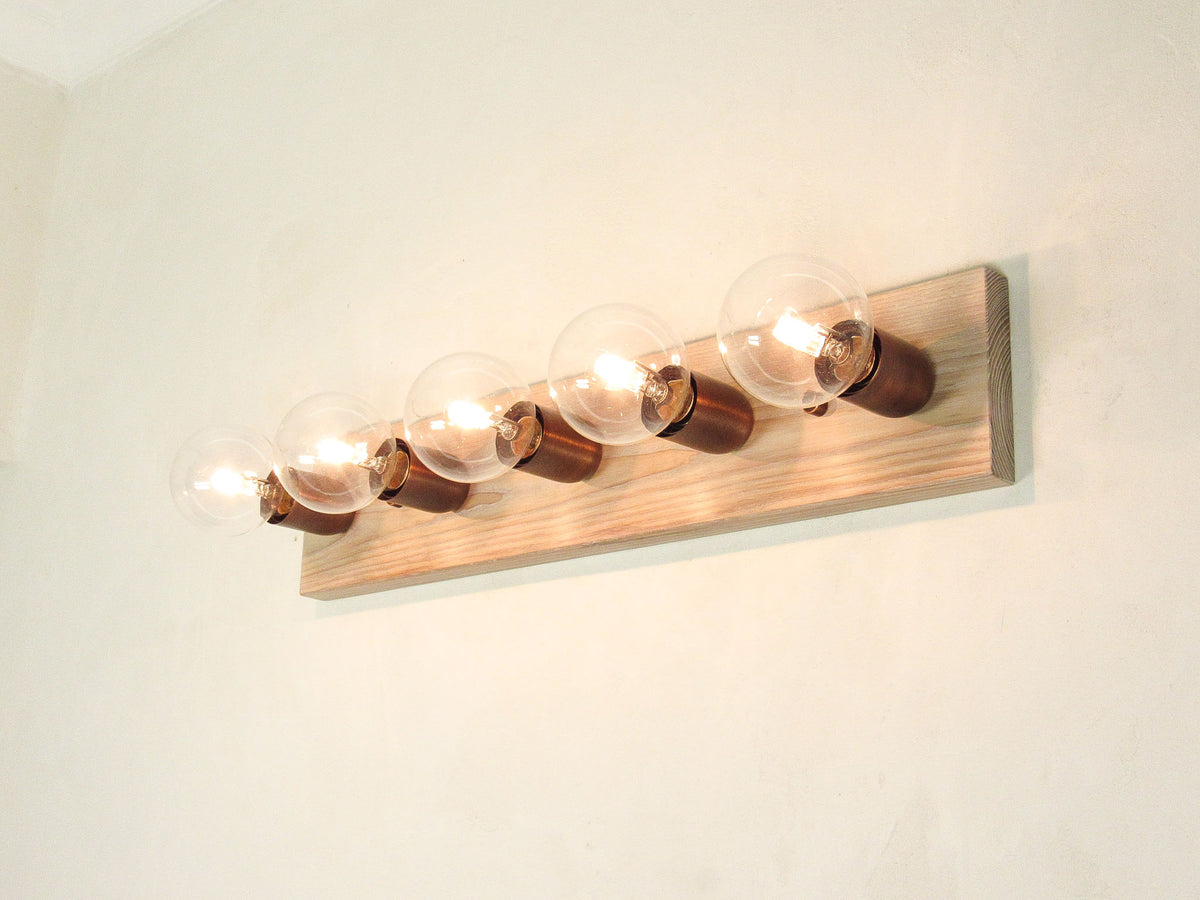 Hardwood Vanity Light Bar — Versatile Minimal Sconce, Medium