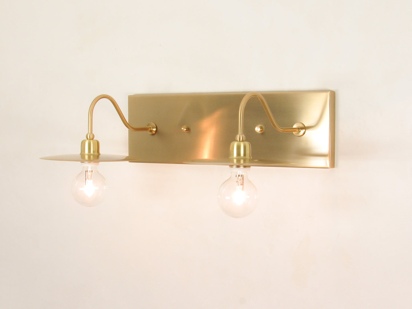 Industrial Gooseneck Wall Sconce — Antique Disc Shade Vanity Light
