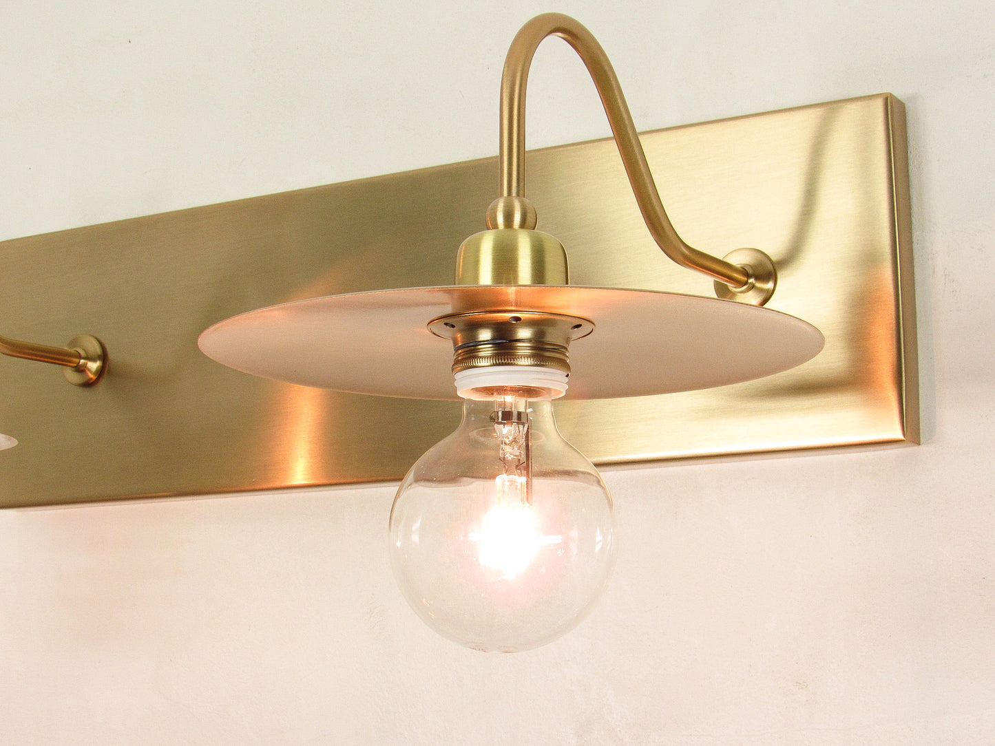 Industrial Gooseneck Wall Sconce — Antique Disc Shade Vanity Light
