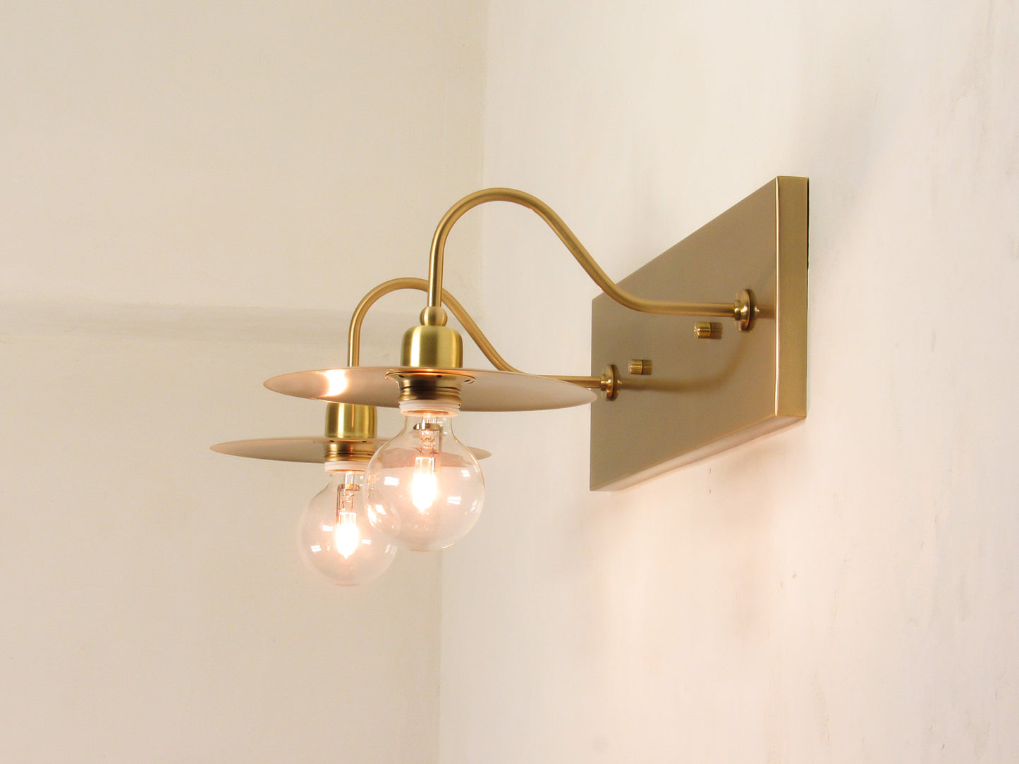 Industrial Gooseneck Wall Sconce — Antique Disc Shade Vanity Light