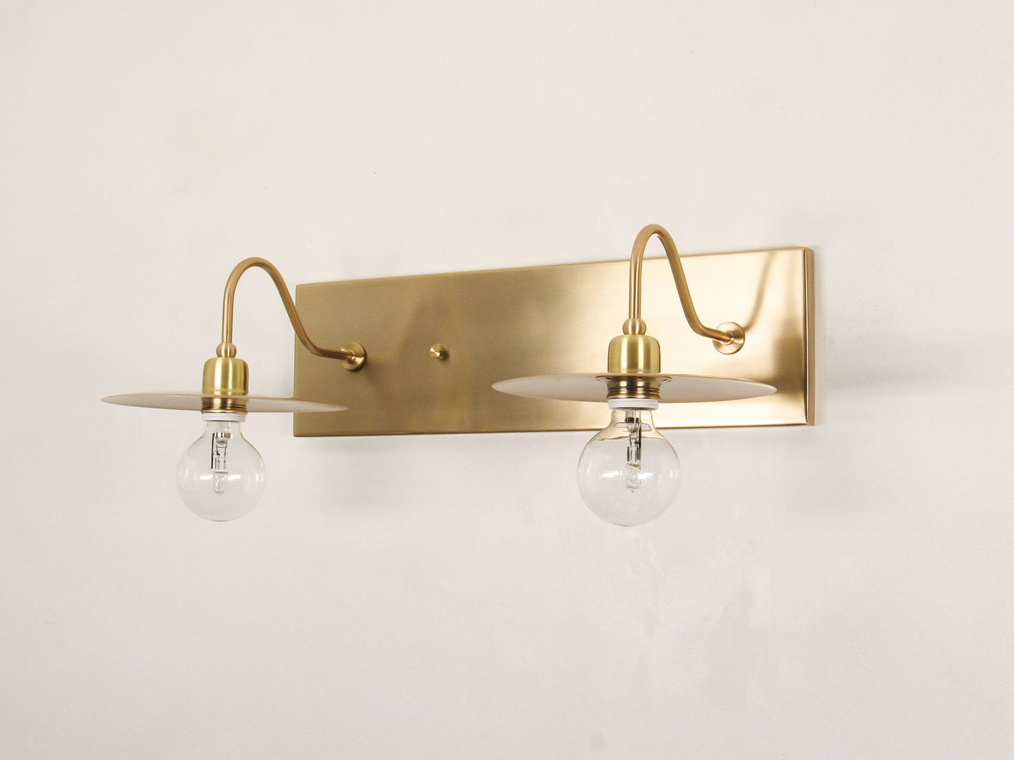 Industrial Gooseneck Wall Sconce — Antique Disc Shade Vanity Light