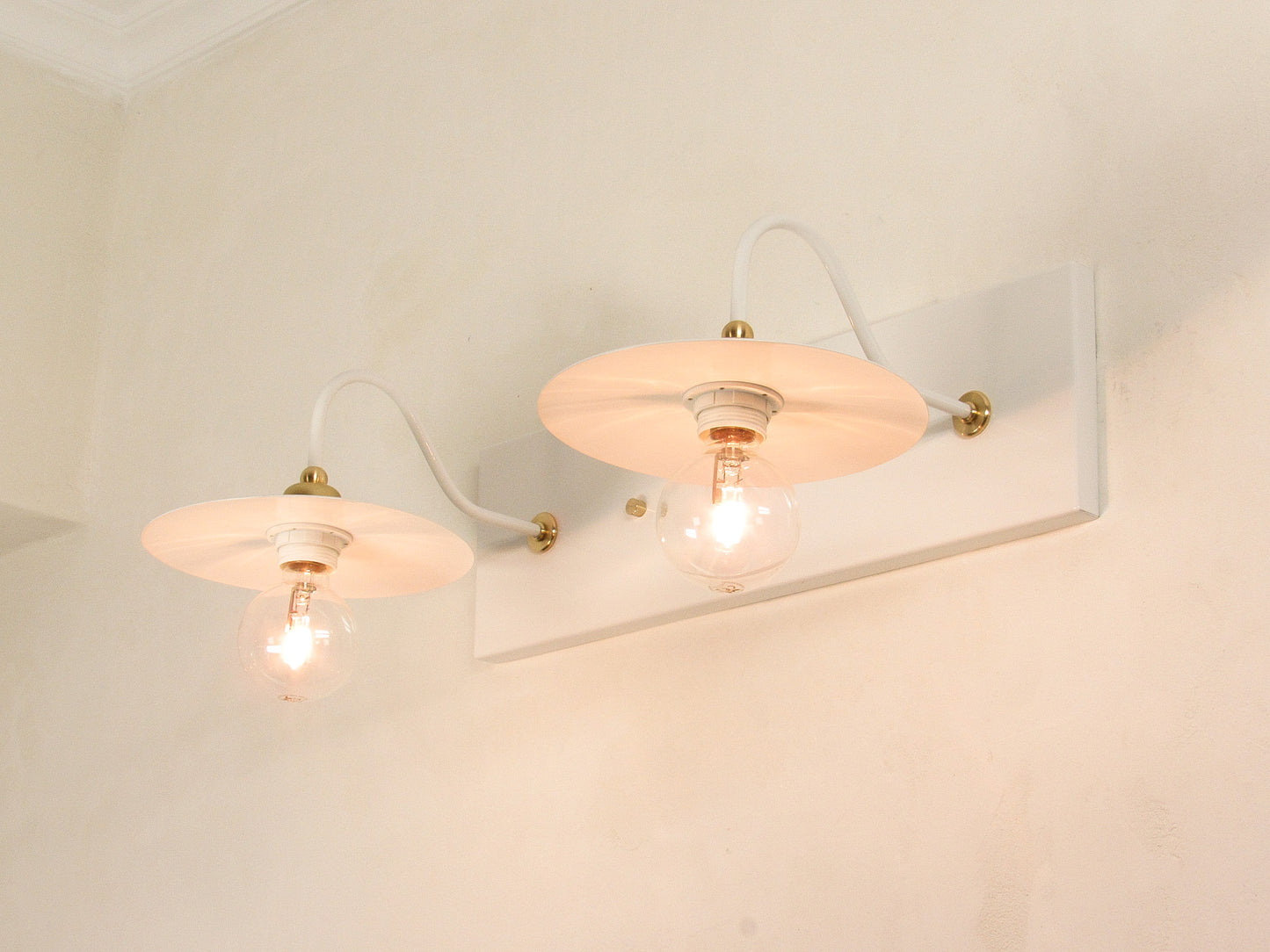 Industrial Gooseneck Wall Sconce — Antique Disc Shade Vanity Light