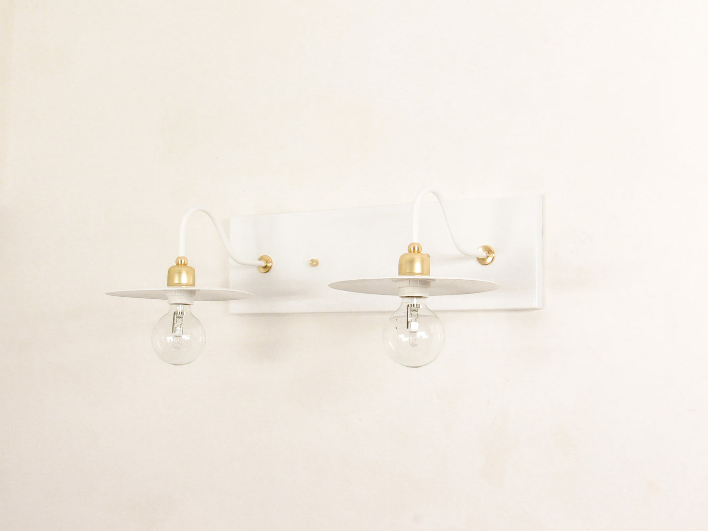Industrial Gooseneck Wall Sconce — Antique Disc Shade Vanity Light