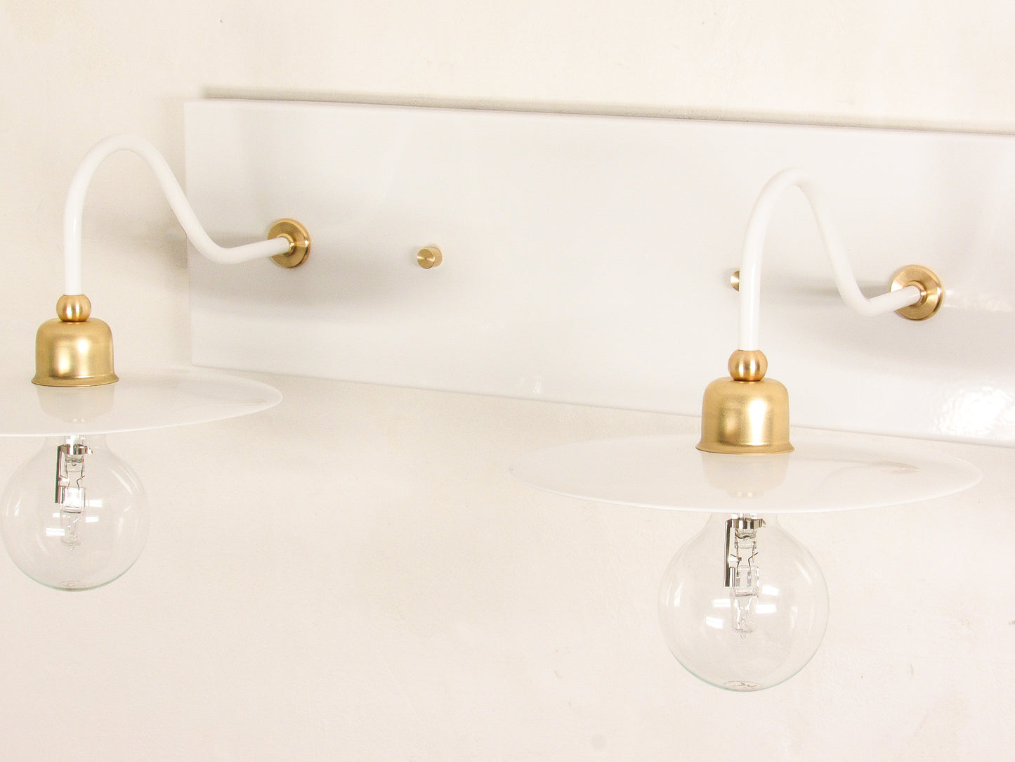 Industrial Gooseneck Wall Sconce — Antique Disc Shade Vanity Light