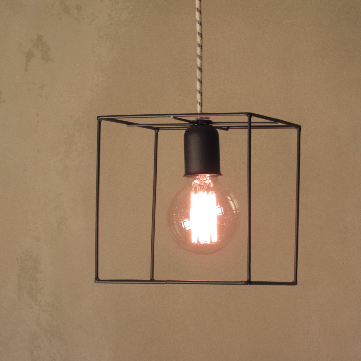 Minimal Modern Cubic Cage Pendant - BLACK VERSION