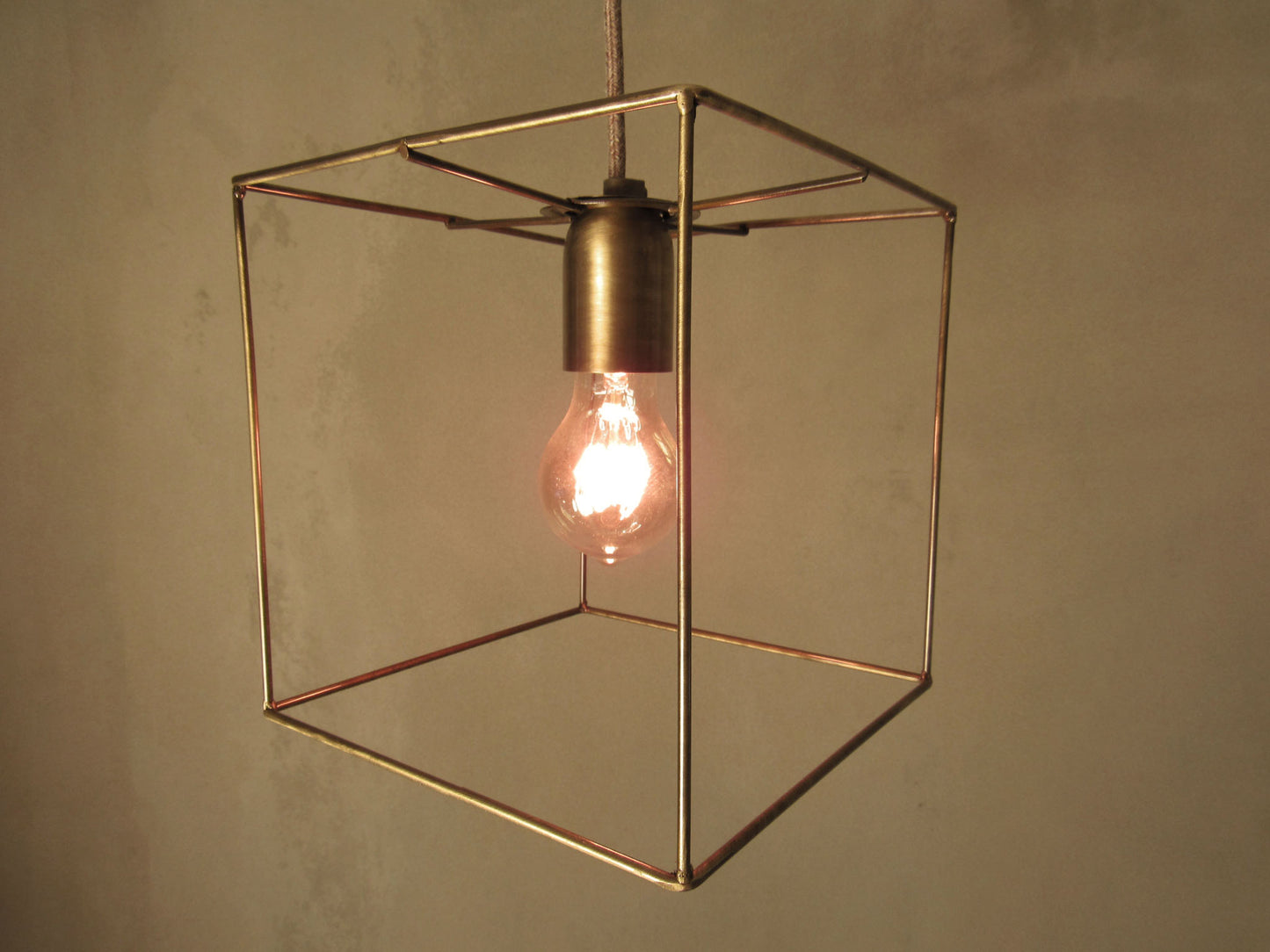 Minimal Modern Cubic Cage Pendant - ANTIQUE BRONZE VERSION