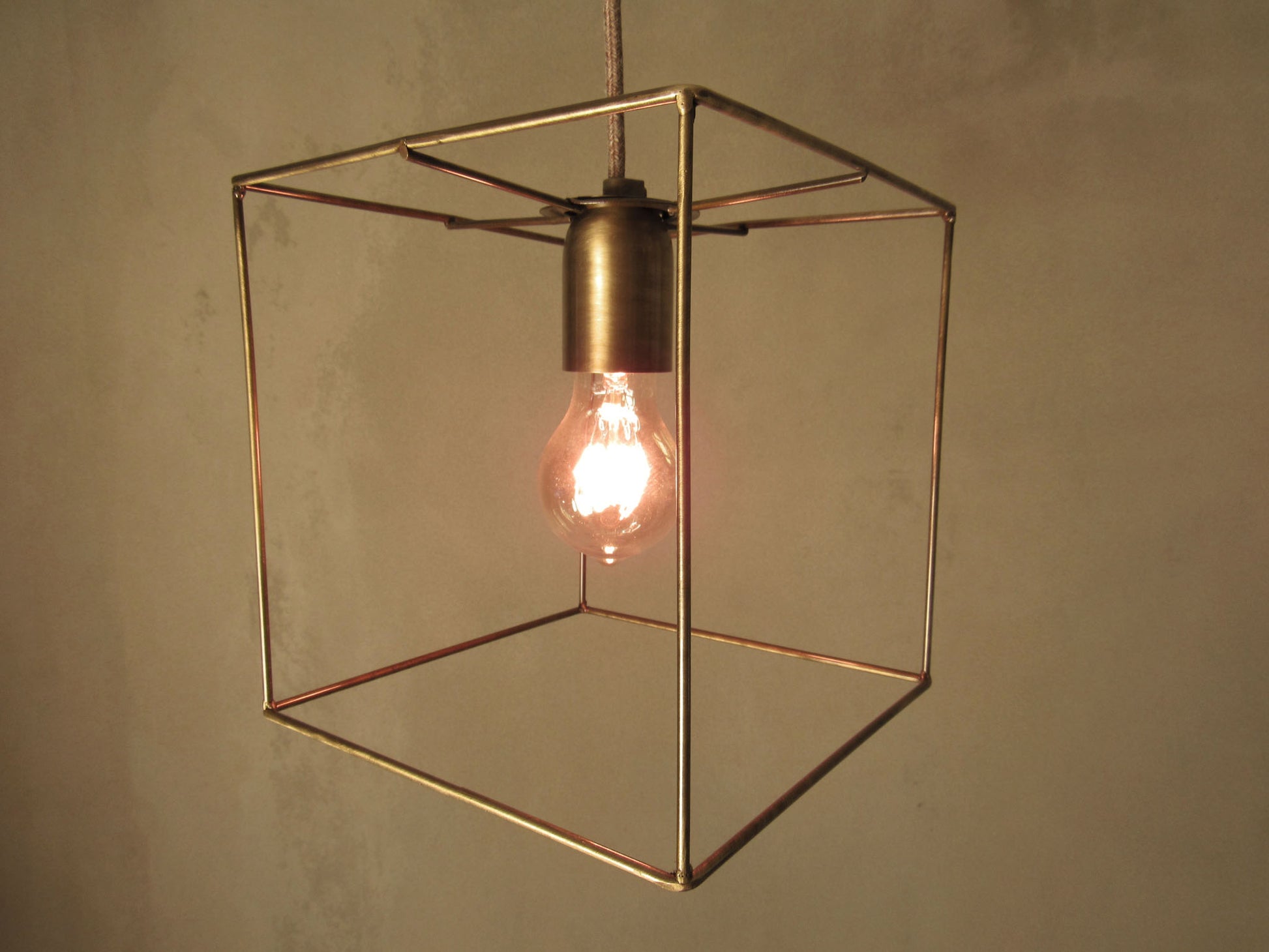 Minimal Modern Cubic Cage Pendant - ANTIQUE BRONZE VERSION